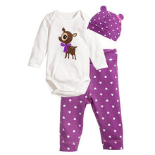 Load image into Gallery viewer, Baby Rompers Long Sleeve Cotton Long-sleeved Romper+Hat+Pants