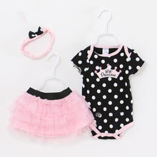 Load image into Gallery viewer, Newborn 3 Piece Suits Short Romper +Tutu Skirt + Headband