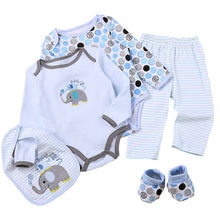 Load image into Gallery viewer, Baby Clothes Set 5PCS Long Sleeve Baby Bodysuits + Pants + Bibs + Shose