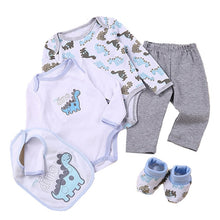 Load image into Gallery viewer, Baby Clothes Set 5PCS Long Sleeve Baby Bodysuits + Pants + Bibs + Shose