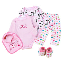 Load image into Gallery viewer, Baby Clothes Set 5PCS Long Sleeve Baby Bodysuits + Pants + Bibs + Shose