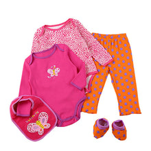 Load image into Gallery viewer, Baby Clothes Set 5PCS Long Sleeve Baby Bodysuits + Pants + Bibs + Shose