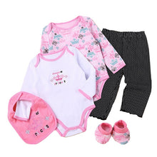 Load image into Gallery viewer, Baby Clothes Set 5PCS Long Sleeve Baby Bodysuits + Pants + Bibs + Shose