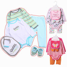Load image into Gallery viewer, Baby Clothes Set 5PCS Long Sleeve Baby Bodysuits + Pants + Bibs + Shose