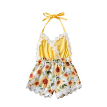 Load image into Gallery viewer, Baby Girl Sling Romper Neck Sunflower Color